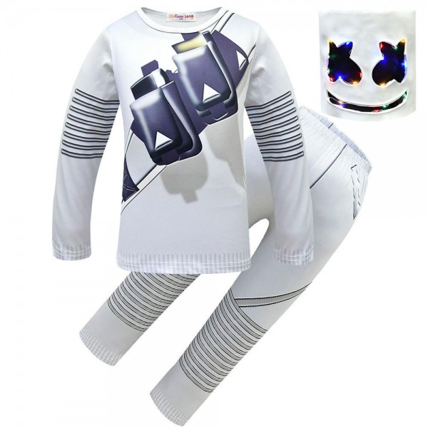 0 Kids Halloween DJ Electroacoustic Helmet Mask Light Headgear Cosplay Costume Boys Clothes Pants 3P